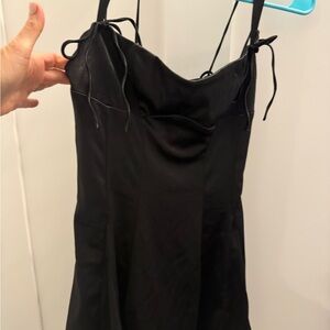 Lucy in the Sky short black dress with ruffle hem